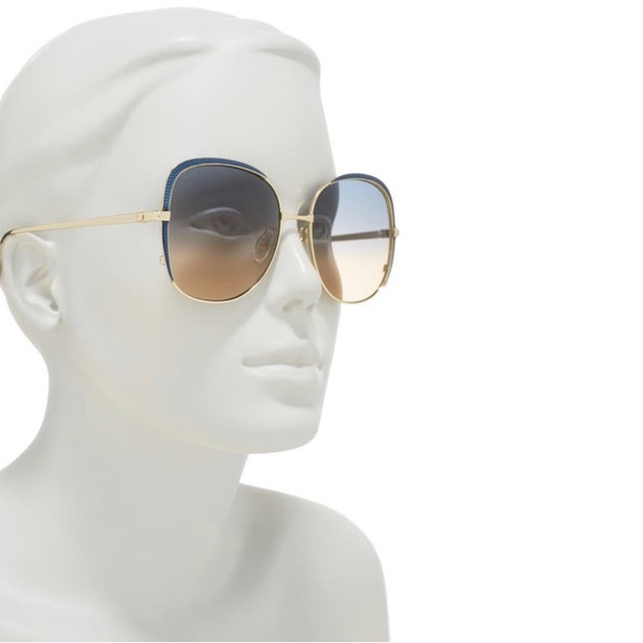 Authentic GUCCI 58 butterfly Gold Blue Crystals/metal sunglasses - Picture 12 of 12